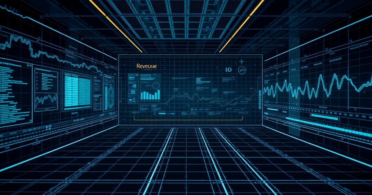 Wireframe control room visualizing unified revenue operations telemetry